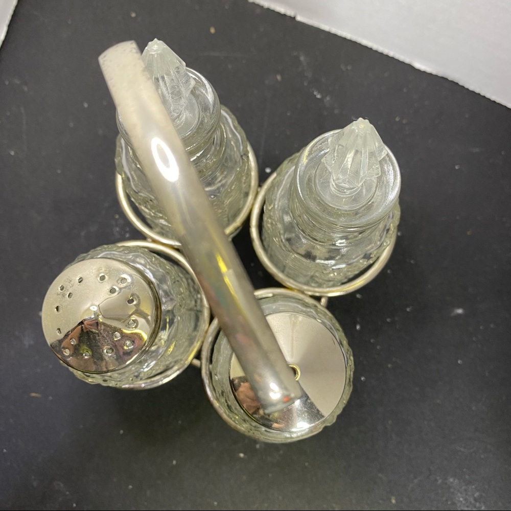 Vintage cut glass condiment cruet set - Picture 3 of 7